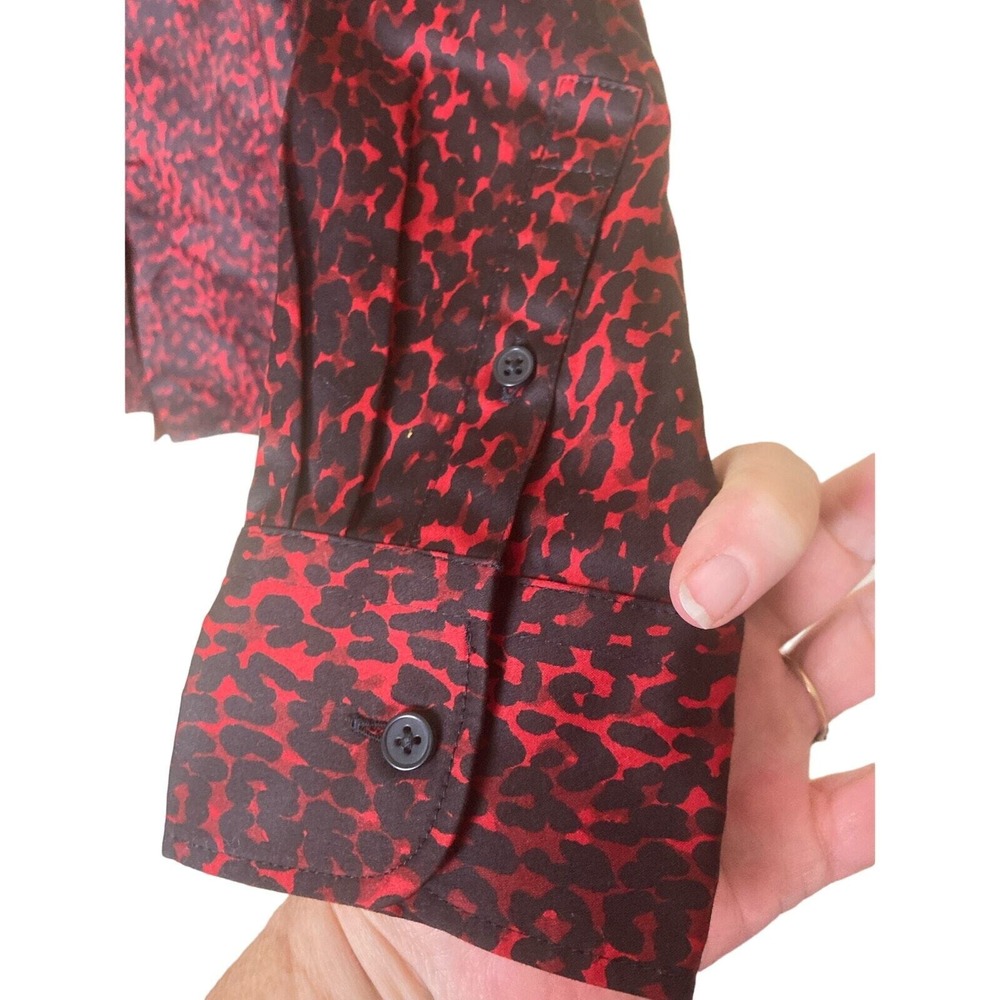 NWT Talbots Button Up Blouse Red Animal‎ Print Size 4P - Picture 13 of 16
